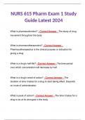 NURS 615 Pharm Exam 1 Study Guide Latest 2024