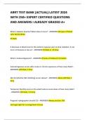 ARRT TEST BANK (ACTUAL) LATEST 2024  WITH 250+ EXPERT CERTIFIED QUESTIONS  AND ANSWERS I ALREADY GRADED A+