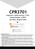 CPR3701 Assignment 1 (ANSWERS) Semester 1 2024 - DISTINCTION GUARANTEED