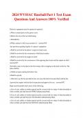 2024 WVSSAC Baseball Part 1 Test Exam Questions And Answers 100% Verified