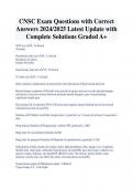 CNSC Exam Questions with Correct  Answers 2024/2025 Latest Update with  Complete Solutions Graded A+ 