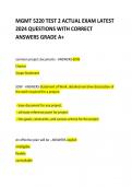 MGMT 5220 TEST 2 ACTUAL EXAM LATEST 2024 QUESTIONS WITH CORRECT ANSWERS GRADE A+