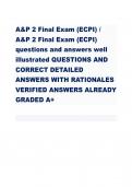 A&P 2 Final Exam (ECPI) / A&P 2 Final Exam (ECPI) questions and answers well illustrated QUESTIONS AND CORRECT DETAILED ANSWERS WITH RATIONALES VERIFIED ANSWERS ALREADY GRADED A+ 