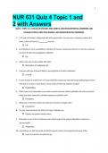 NUR 631 Quiz 4 Topic 1 and 2 with Answers