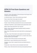 ISTM 210 Final Exam Questions and Answers