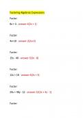 Factoring Algebraic Expressions 