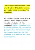 Quiz 12.2 A normal distribution has a mean  of µ = 24 with σ = 3. What is the minimum  score needed to be in the top 14% of the  distribution? 