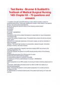 Test Banks - Brunner & Suddarth's  Textbook of Medical-Surgical Nursing  14th Chapter 65 – 70 questions and  answers