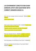 US GOVERNMENT CONSTITUTION EXAM GORDON LATEST 2024 QUESTIONS WITH CORRECT ANSWERS GRADE A+