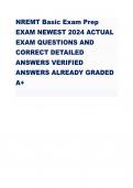 NREMT Basic Exam Prep EXAM NEWEST 2024 ACTUAL EXAM QUESTIONS AND CORRECT DETAILED ANSWERS VERIFIED ANSWERS ALREADY GRADED A+