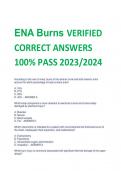 ENA Burns VERIFIED  CORRECT ANSWERS  100% PASS 2023/2024