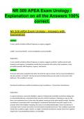 NR 509 APEA Exam Urology - Explanation on all the Answers 100% correct.  NR 509 APEA Exam Urology - Answers with Explanation