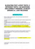 NJ BOATING TEST LATEST TESTS | 2 DIFFERENT TESTS | 120 QUESTIONS AND CORRECT ANSWERS | ALREADY GRADED A+ | JUST RELEASED