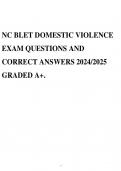 NC BLET DOMESTIC VIOLENCE EXAM QUESTIONS AND CORRECT ANSWERS 2024/2025 GRADED A+.