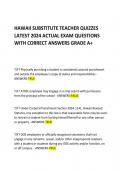 HAWAII SUBSTITUTE TEACHER QUIZZES LATEST 2024 ACTUAL EXAM QUESTIONS WITH CORRECT ANSWERS GRADE A+