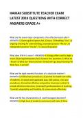 HAWAII SUBSTITUTE TEACHER EXAM LATEST 2024 QUESTIONS WITH CORRECT ANSWERS GRADE A+