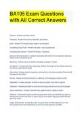 BA105 Exam Questions  with All Correct Answers