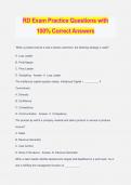 RD Exam Practice Questions with 100% Correct Answers