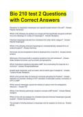 Bio 210 test 2 Questions with Correct Answers