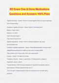 RD Exam One & Done Medications Questions and Answers 100% Pass