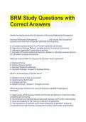 BRM Study Questions with  Correct Answers