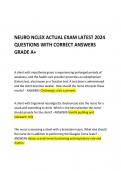 NEURO NCLEX ACTUAL EXAM LATEST 2024  QUESTIONS WITH CORRECT ANSWERS GRADE A+ 