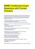 BRMP Certification Exam  Questions with Correct  Answers