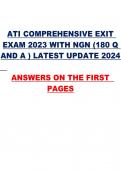 ATI COMPREHENSIVE EXIT EXAM 2023 WITH NGN (180 Q AND A ) LATEST UPDATE 2024  ANSWERS ON THE FIRST PAGES