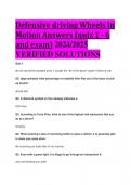 Defensive driving Wheels In Motion Answers (quiz 1 - 6 and exam) 2024/2025  VERIFIED SOLUTIONS