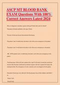 ASCP MT BLOOD BANK EXAM Questions With 100% Correct Answers