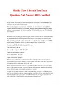 Florida Class E Permit Test Exam Questions And Answers 100% Verified