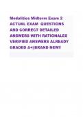 Modalities Midterm Exam 2 ACTUAL EXAM QUESTIONS AND CORRECT DETAILED ANSWERS WITH RATIONALES VERIFIED ANSWERS ALREADY GRADED A+||BRAND NEW!!