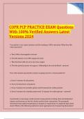   COPR PCP PRACTICE EXAM Questions  With 100% Verified Answers Latest  Versions 2024 