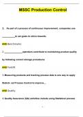 MSSC Production Control Exam Already Graded A+ Latest 20242025