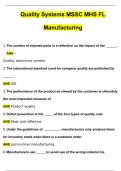 MSSC Quality Systems MHS FL Manufacturing Questions and Answers (2024 / 2025) (Verified Answers)