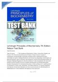 Test Bank for Lehninger Principles of Biochemistry 7th Edition by Nelson (complete, questions/answers/rationales) | Lehninger Principles of Biochemistry 7th Edition Nelson Test Bank Latest Update 2024