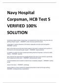 Navy Hospital  Corpsman, HCB Test 5 VERIFIED 100%  SOLUTION