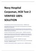 Navy Hospital  Corpsman, HCB Test 2 VERIFIED 100%  SOLUTION