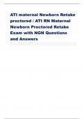 ATI maternal Newborn Retake proctored / ATI RN Maternal Newborn Proctored Retake Exam with NGN Questions and Answers    