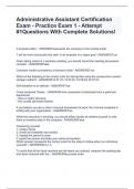 Administrative Assistant Certification Exam - Practice Exam 1 - Attempt #1Questions With Complete Solutions!