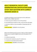 ADULT RESIDENTAL FACILITY (ARF) ADMINISTRATION CERTIFICATION EXAM LATEST 2024 QUSTIONS WITH CORRECT ANSWERS GRADE A+