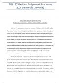 BIOL 203 Written Assignment final exam 2024 Concordia University