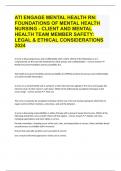 ATI ENGAGE MENTAL HEALTH RN: FOUNDATIONS OF MENTAL HEALTH NURSING - CLIENT AND MENTAL HEALTH TEAM MEMBER SAFETY: LEGAL & ETHICAL CONSIDERATIONS 2024 