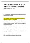 NURSE EXECUTIVE ADVANCED ACTUAL  EXAM LATEST 2024 QUESTIONS WITH  ANSWERS GRADE A+   