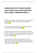 HAWAII SUBSTITUTE TEACHER QUIZZES  LATEST 2024 ACTUAL EXAM QUESTIONS WITH CORRECT ANSWERS GRADE A+   