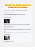 Orthopedic Pearls Card Exam Questions and Answers 100% Pass | Graded A+