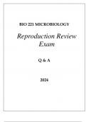 BIO 221 MICROBIOLOGY REPRODUCTION REVIEW EXAM Q & A 2024