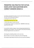 PROMETRIC CNA PRACTICE TEST ACTUAL EXAM LATEST 2024 QUESTIONS WITH CORRECT ANSWERS GRADE A+ 