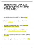 OTFIT CERTIFICATION ACTUAL EXAM LATEST 2024 QUESTIONS WITH CORRECT ANSWERS GRADE A+