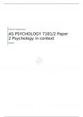 AQA  AS PSYCHOLOGY   Paper 2 Psychology in context  MARK SCHEME FOR JUNE 2023   7181/2
